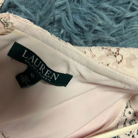 Ralph Lauren Sweet Interlude Light Blush Lace Off The Shoulder Maxi Dress Sz 10 - Picture 2 of 4